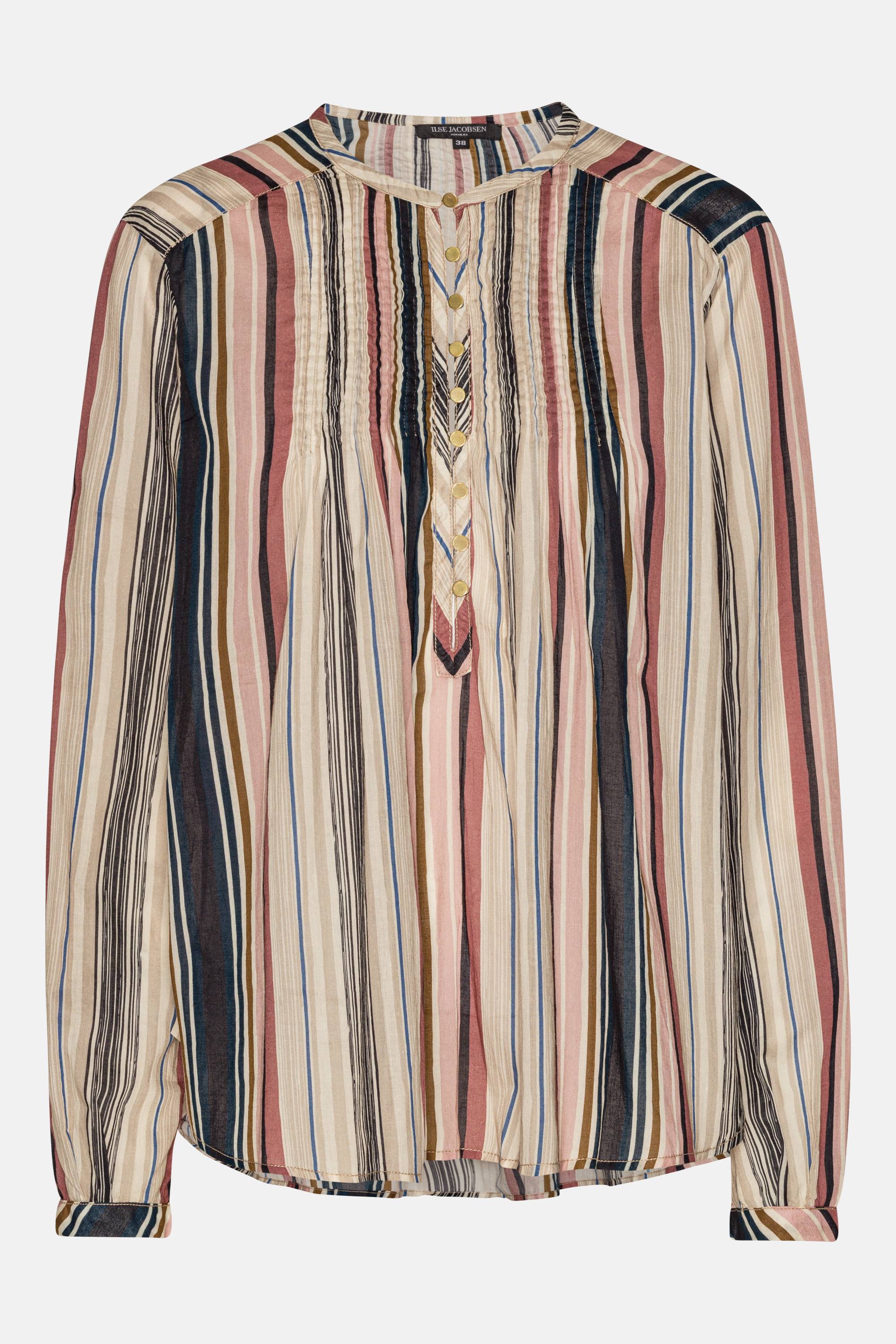Langärmliges Hemd Pintuck - Beige Organic Stripe